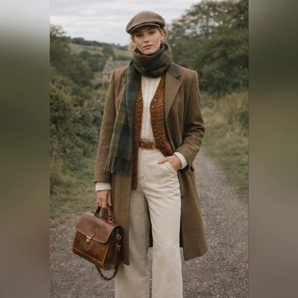 Chrysalis *RARE* Made In England Tweed Wool Luxury Over Coat Women's UK 14/US 10 - Picture 2 of 16